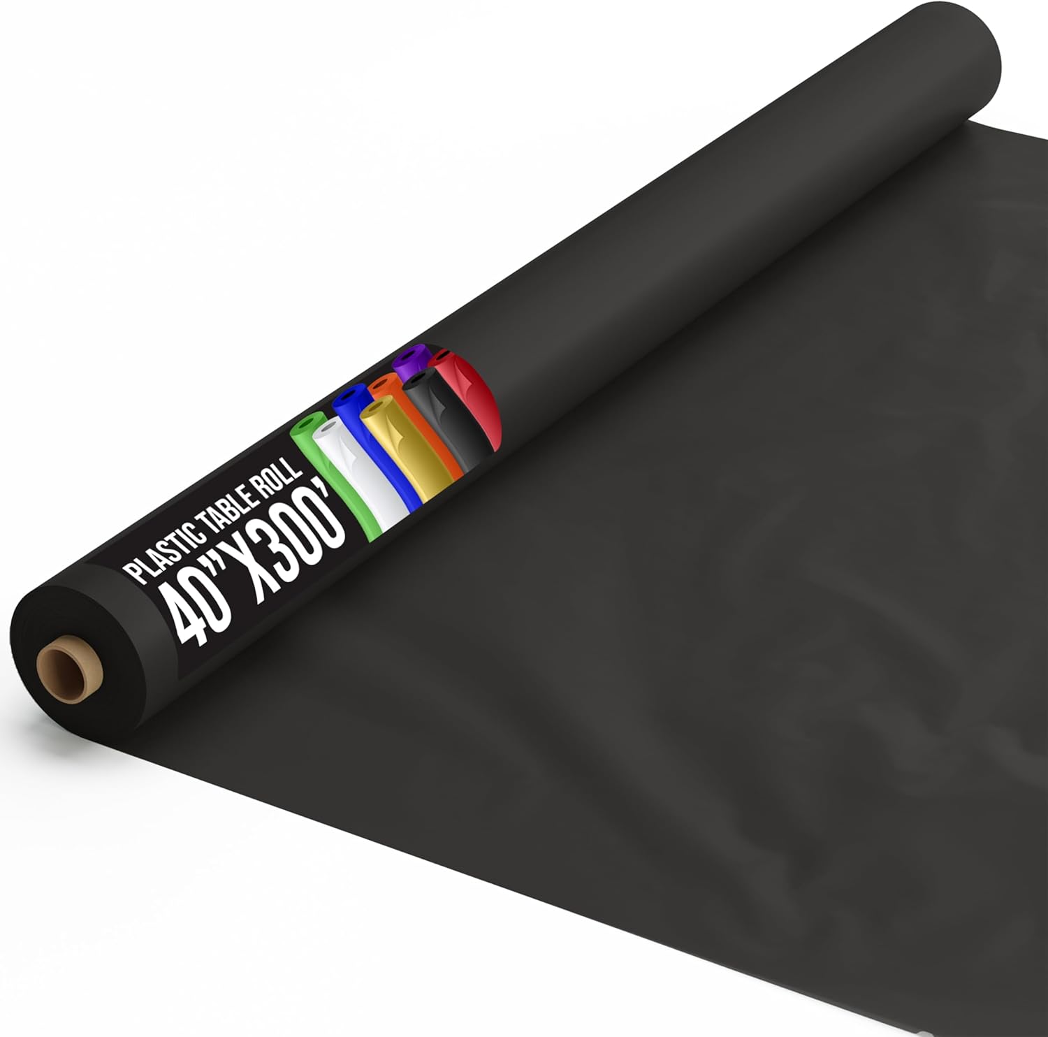 Exquisite Black Plastic Rectangular Tablecloth Roll for Events