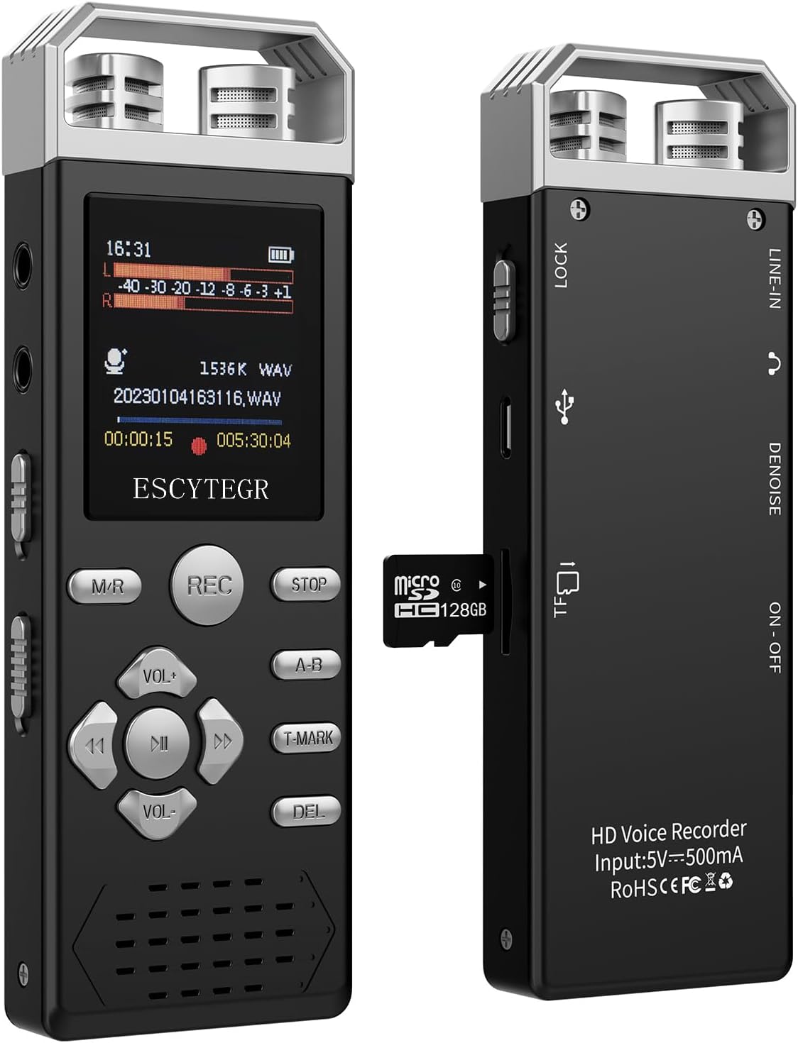 144GB Digital Voice Activated Recorder with Playback Features