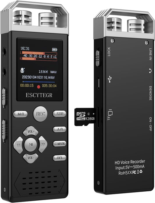 144GB Digital Voice Activated Recorder with Playback Features