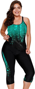 LALAGEN Plus Size Tankini Swimsuit Set - Modest Rash Guard Capris