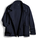 Women Warm Pea Coat Notched Lapel Cropped Double Breasted - Cozy Fit