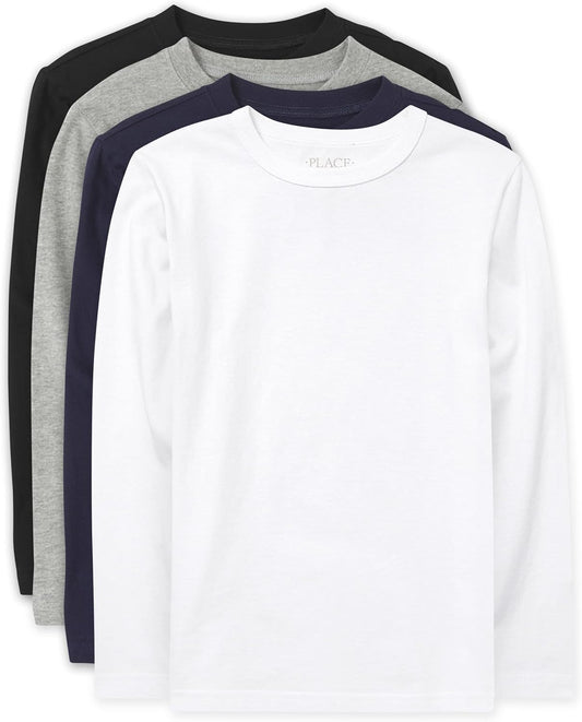 Boys Long Sleeve Tee in Solid Cotton Jersey for Comfort
