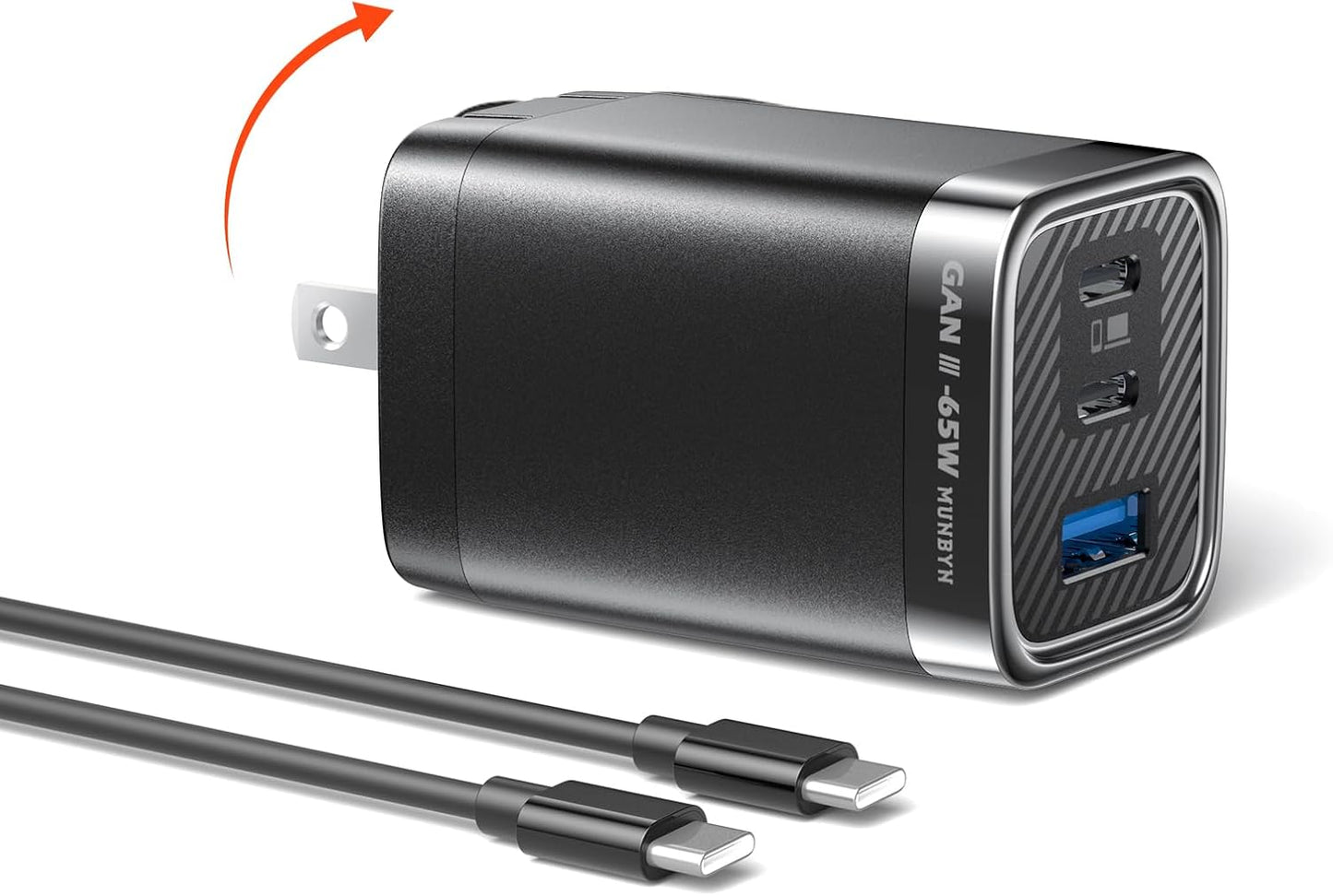 MUNBYN NexGo 65W GaN III USB C Charger Block for Fast Charging