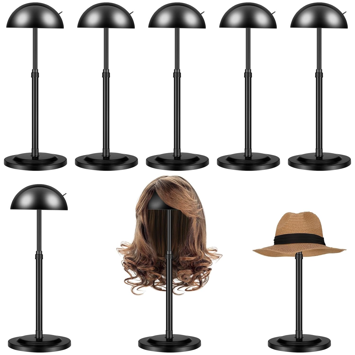 Adjustable Height Wig Stand Set for Styling and Storage Needs