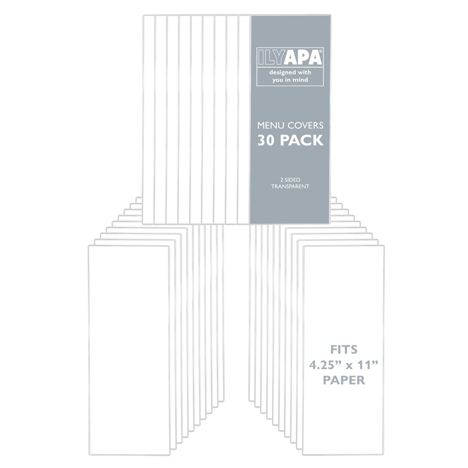 Ilyapa Restaurant Menu Covers 4.25 x 11 Inch - 30 Pack Durable