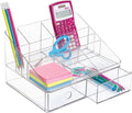 iDesign Linus Plastic Tiered Divided Desk Organizer with Drawers