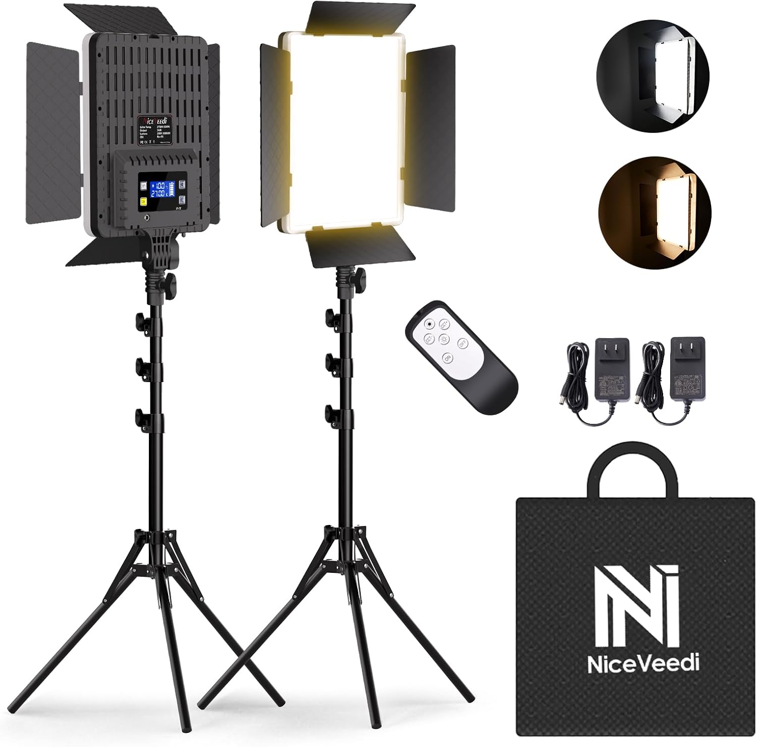 NiceVeedi 2-Pack Photography Lighting Kit for Perfect Shots
