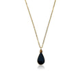 Black Obsidian Stone Pendant Necklace 14K Gold Filled - Dainty