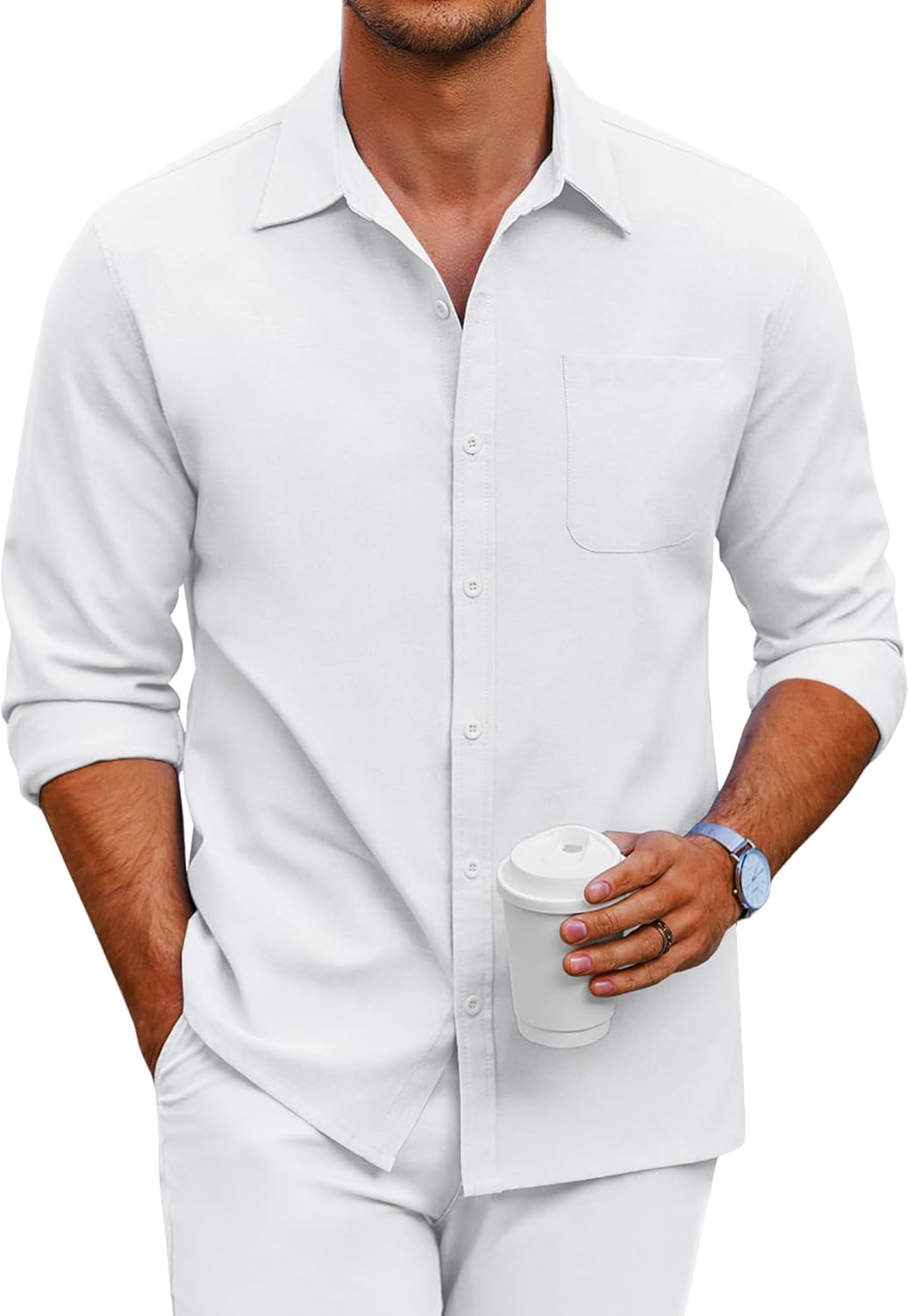 COOFANDY Men's Oxford Shirt Long Sleeve Casual Button Down Style