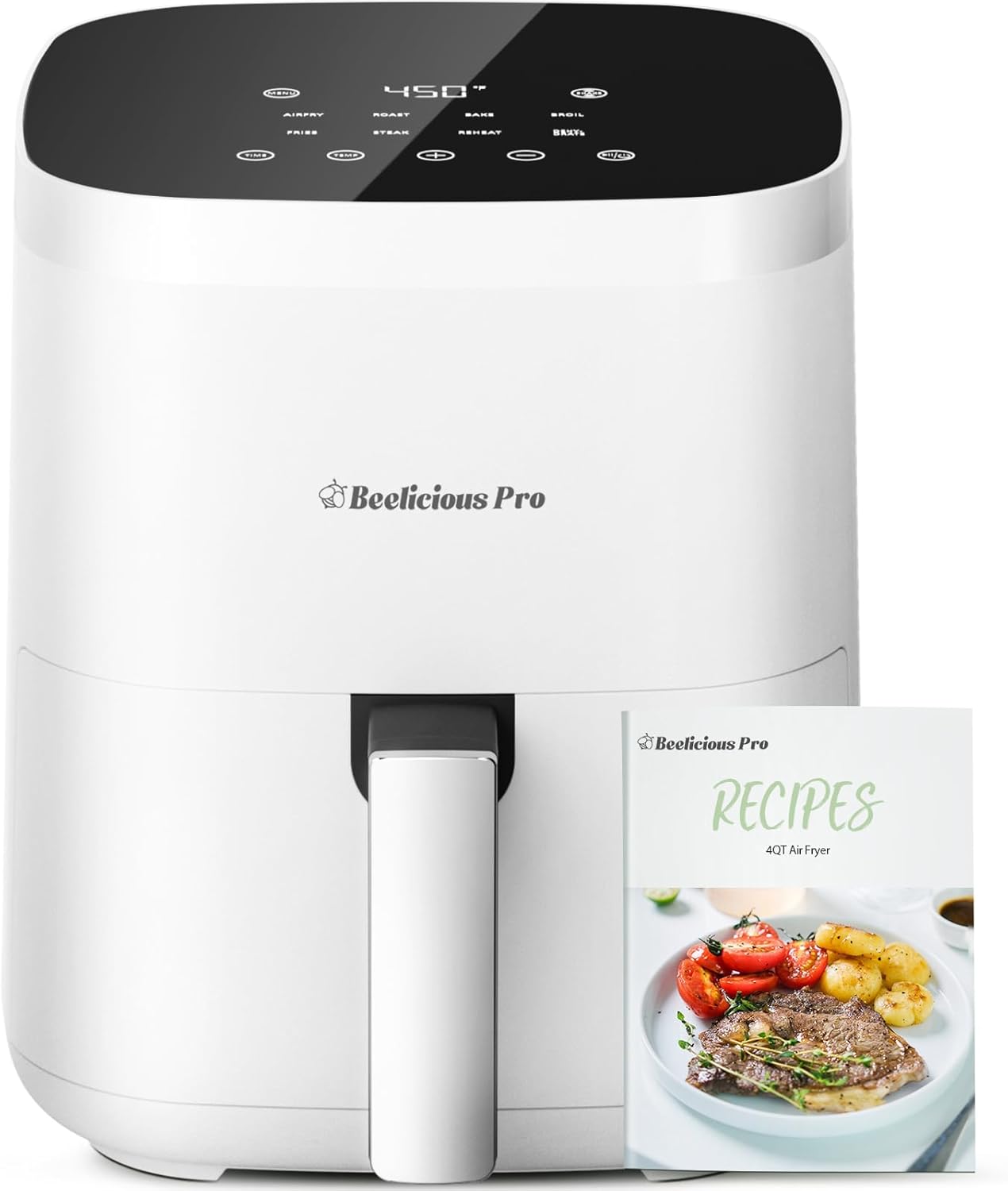 Beelicious Pro Air Fryer: Flavor-Lock Tech, Compact 4QT, Shake Reminder