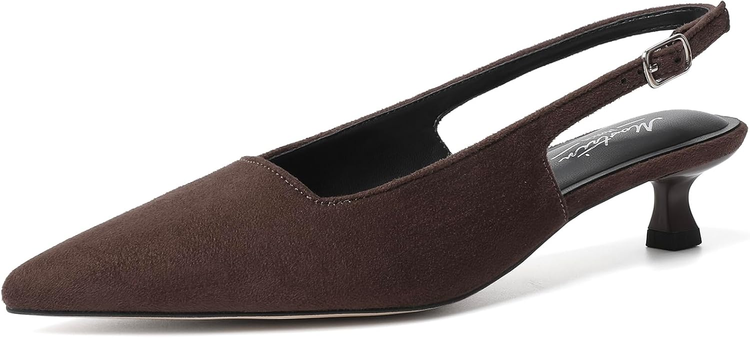 Mostrin Slingback Kitten Heels for Women - Chic Low Pumps