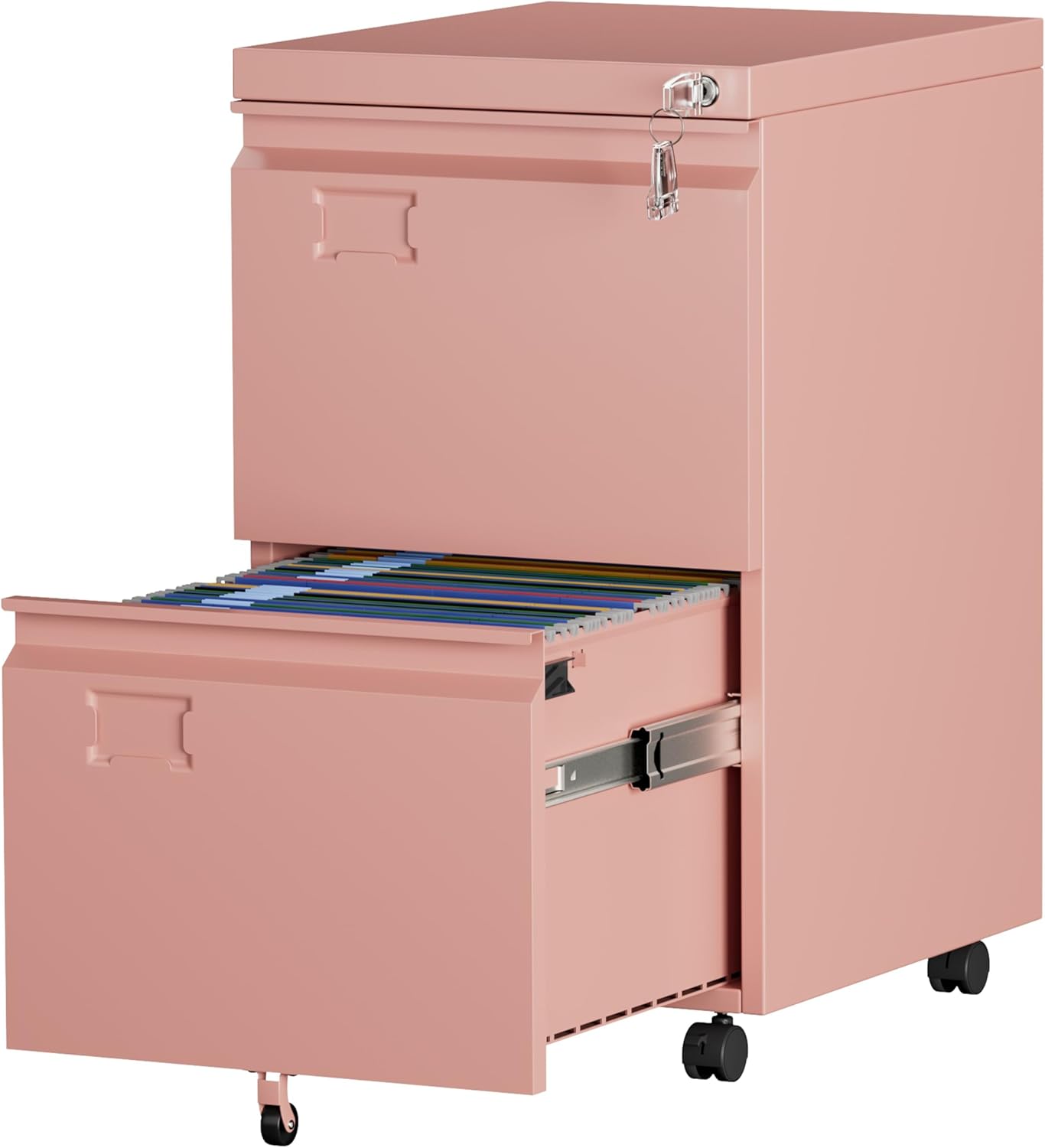 Aobabo 2 Drawer File Cabinet with Wheels for Home Office Use