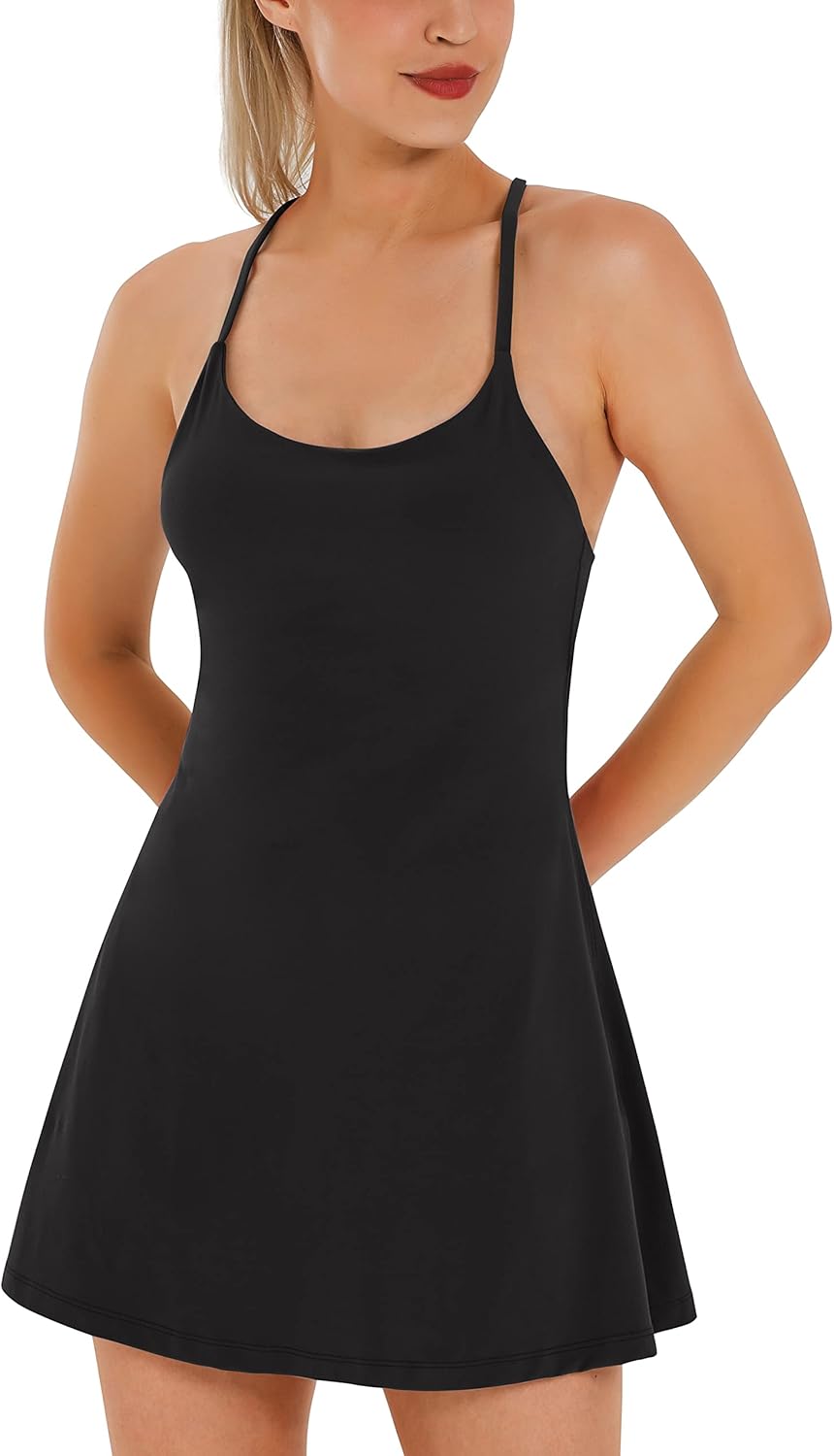 Womens Tennis Dress with Built-in Bra & Shorts for Summer Fun