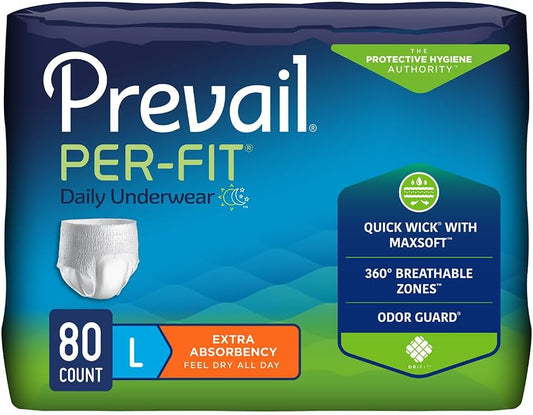 Prevail Per-Fit Daily Underwear - Extra Absorbency for 44-58 Waist