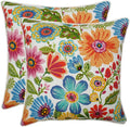 Bright Floral Indoor/Outdoor Accent Throw Pillow Set of 2