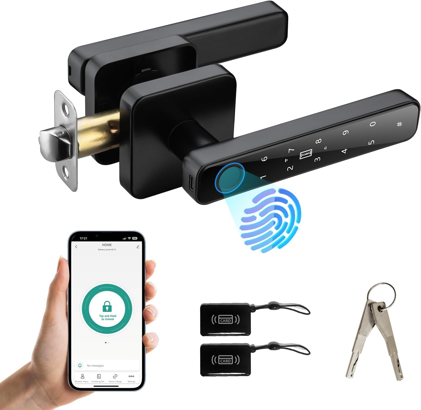 Smart Door Knob with Key & Keypad for Keyless Entry Security