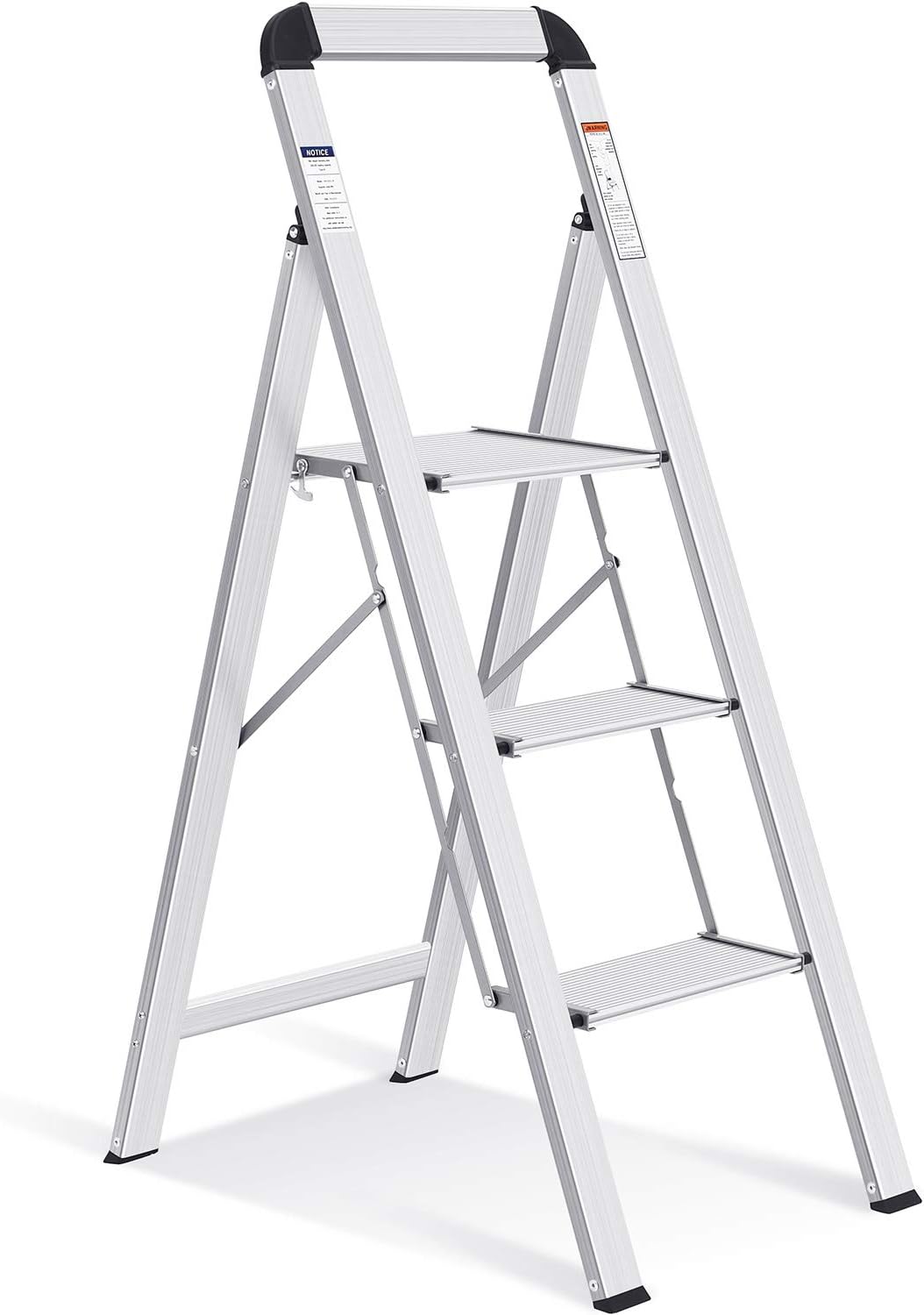 KINGRACK Aluminium 3 Step Ladder - Lightweight and Portable