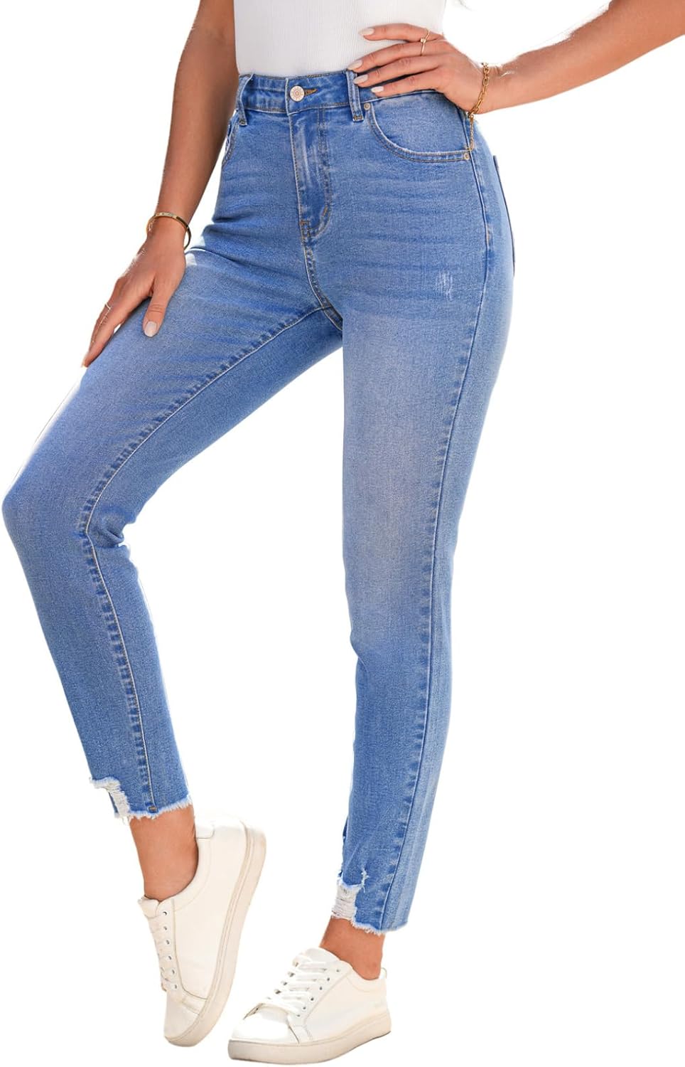 SHEWIN Women's Ripped Shaping Skinny Jeans for Every Occasion