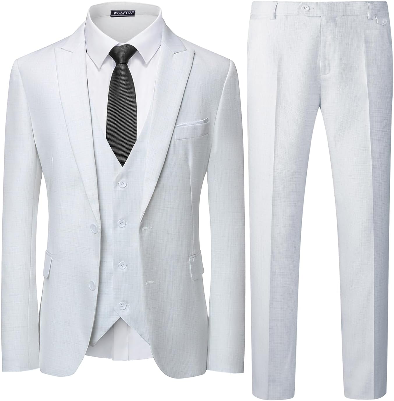 WULFUL Men's Slim Fit 3 Piece Suit Set for Weddings and Parties