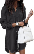 Zilcremo Women Denim Shirt Dress - Casual Button Down Tunic 8