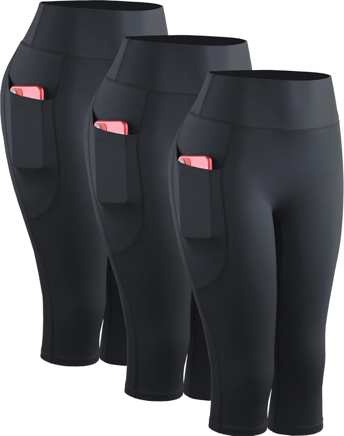 NELEUS Women's Tummy Control High Waist Capri Running Leggings