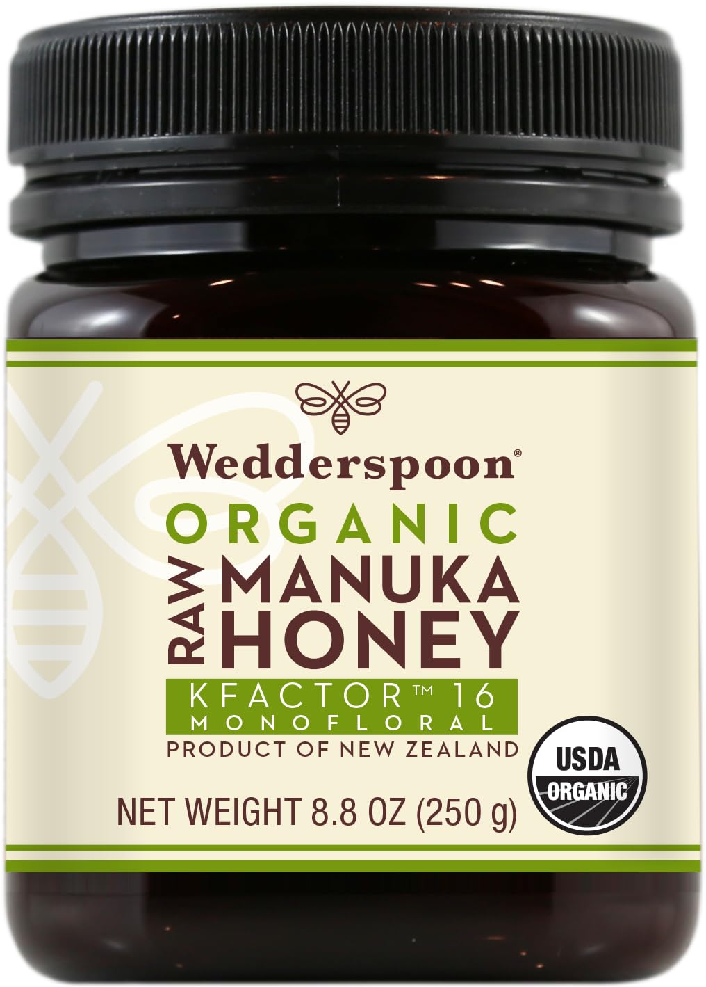 Wedderspoon Raw Organic Manuka Honey KFactor 16+ for Wellness