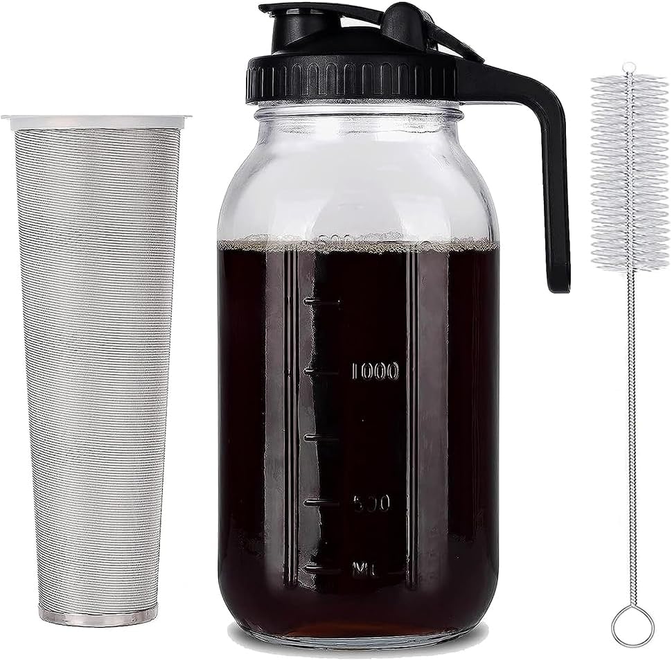 Ucraft Kitchen Glass Cold Brew Maker - 2 Quart Stainless Steel Filter