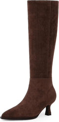 Modatope Knee High Boots Kitten Heel Pointed Toe - Sleek Everyday