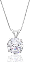 14k Gold 8mm Round Solitaire CZ Pendant Necklace - Everyday Elegance