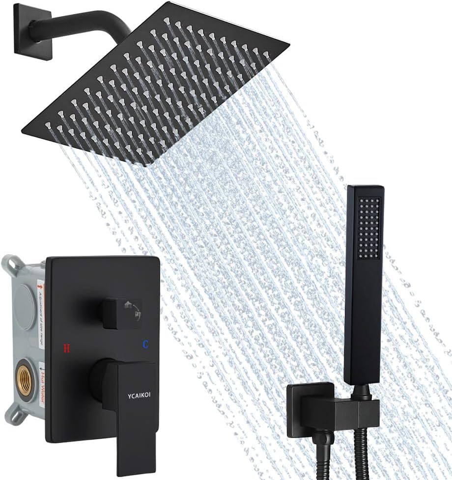 Matte Black Shower System with 8 Inch High Pressure Rain Shower