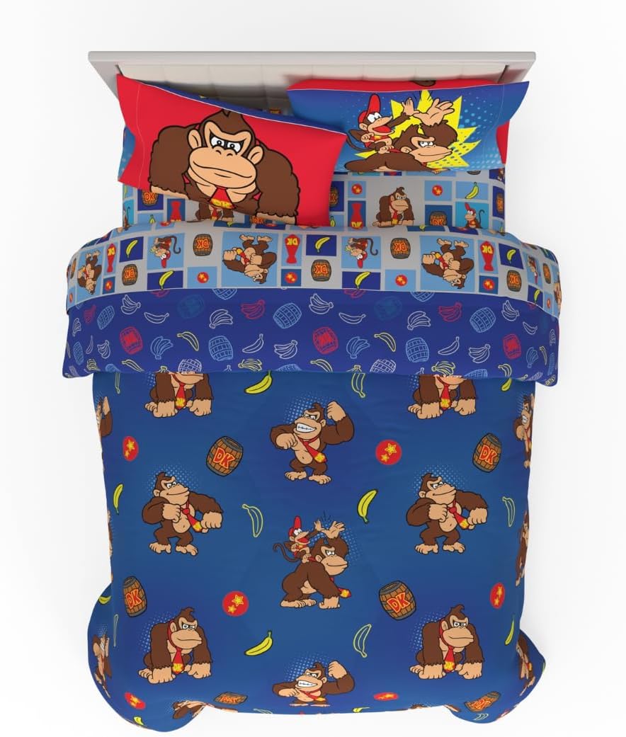 Donkey Kong Gaming Bedding Set - Super Soft Comforter & Sheets