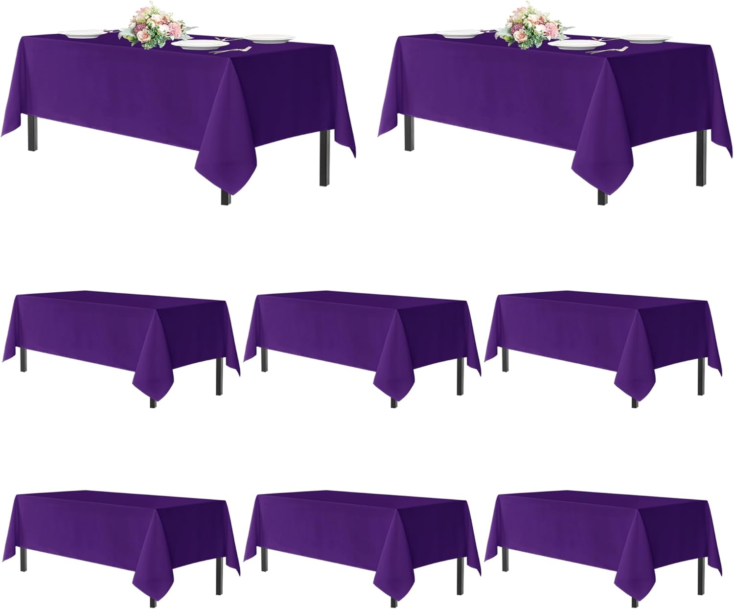Sancua Purple Tablecloths for 6 Foot Rectangle Tables, 8 Pack