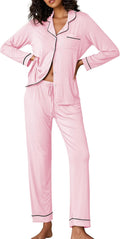 Soft Button Down Long Sleeve Pajamas for Women by Ekouaer