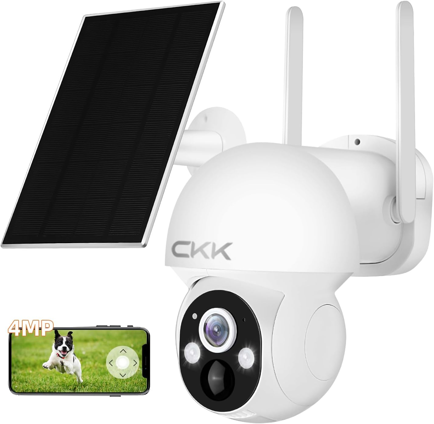 CKK Solar Security Camera: 355PTZ, 2.5K WiFi, Color Night Vision