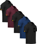 Mens Polo Shirt 5 Pack Short Sleeve Moisture Wicking - Summer Fit