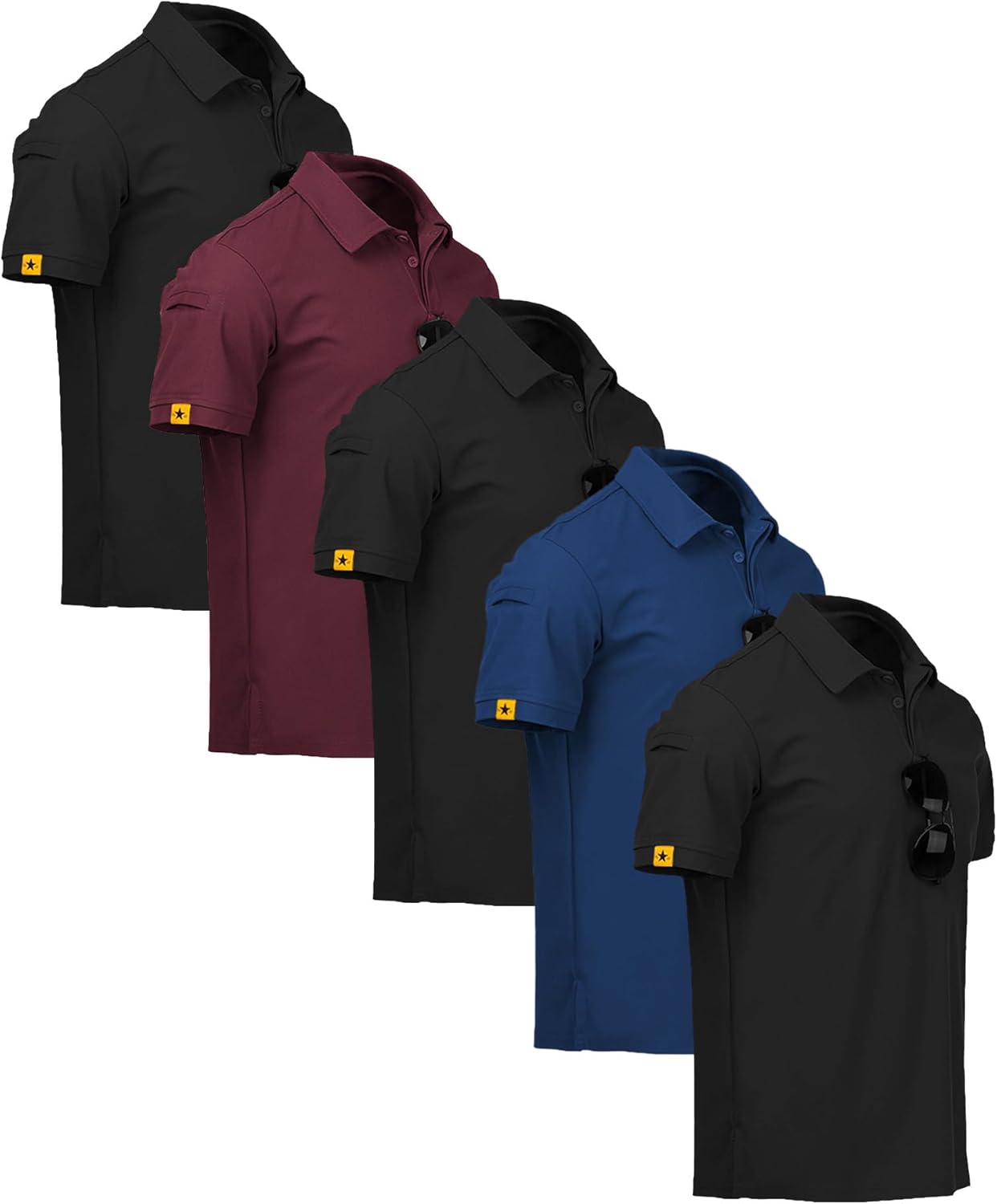 ZITY 5 Pack Mens Polo Shirt Short Sleeve for Sports and Golf