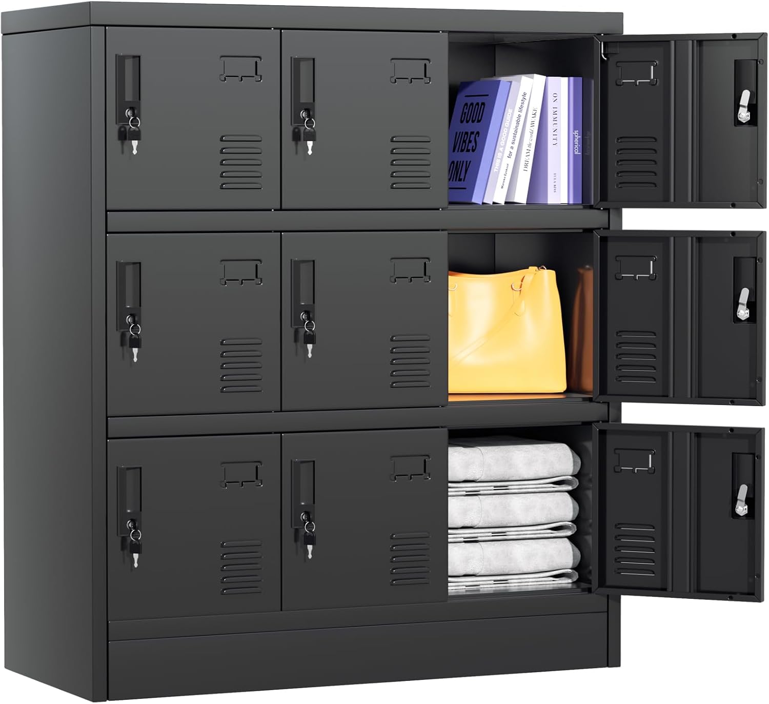 Greenvelly Metal Locker with 9 Doors for Office and Gym Storage
