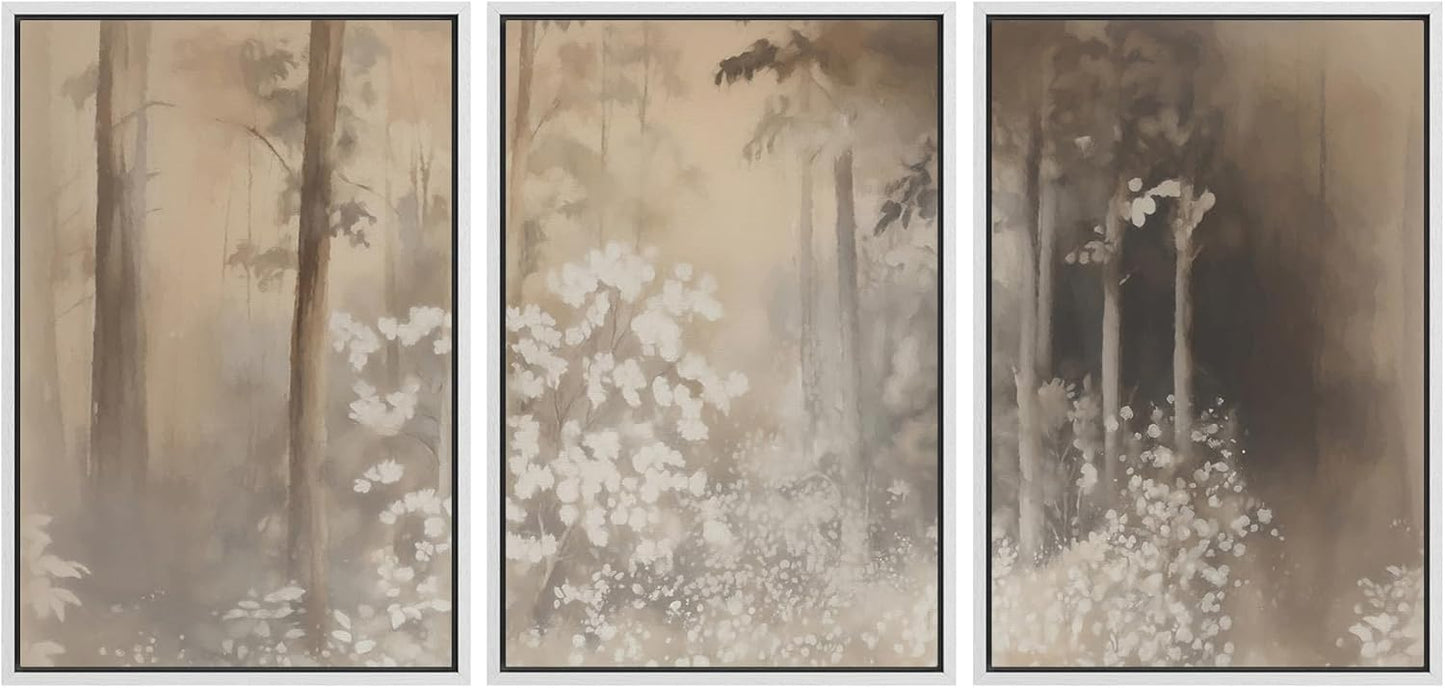 MUDECOR Framed Wall Art Print Set for Neutral Forest Decor