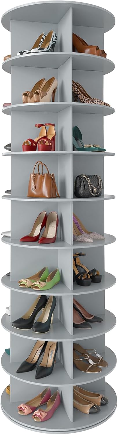 SpaceAid 9 Tier Rotating Shoe Rack Tower for Closet Organization