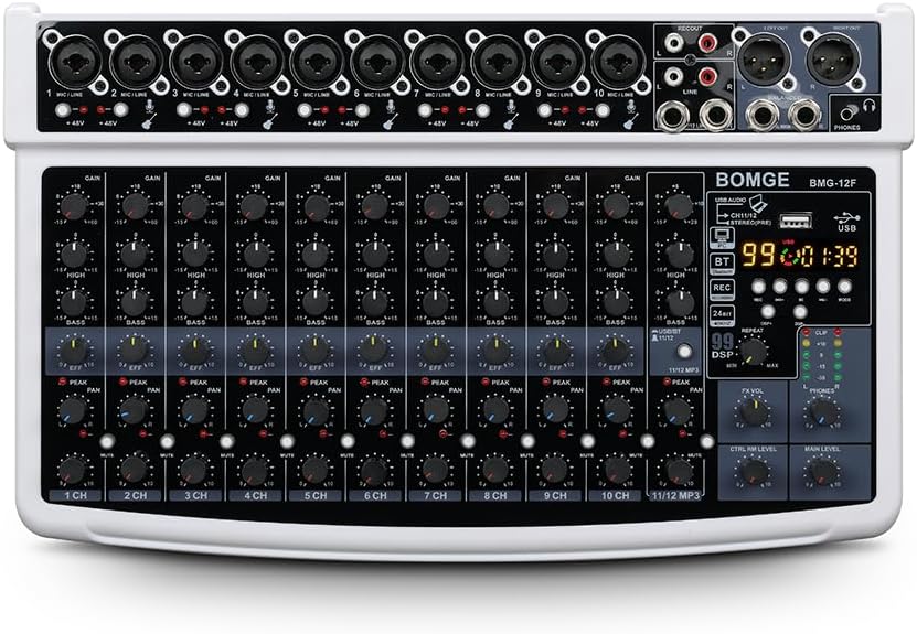 BOMGE 12 Channel Professional Audio Mixer for Beginners