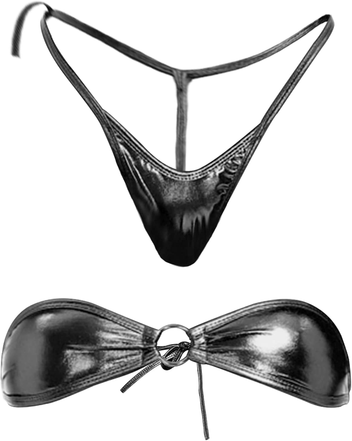 Yevin Shiny Metallic Halter Top ~ Sexy Wet Look
