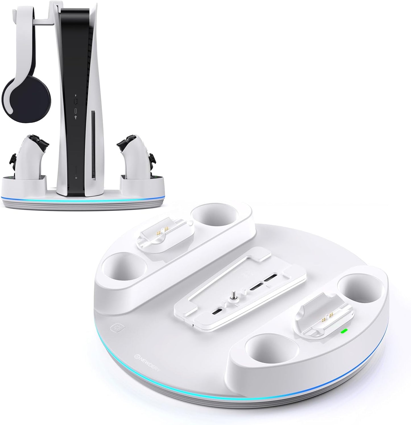 NEWDERY PlayStation 5 Console Stand with Dual Charging Station