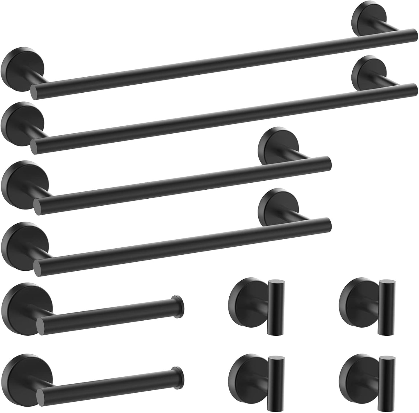 Newfun 10Pcs Matte Black Bathroom Hardware Set for Stylish Spaces