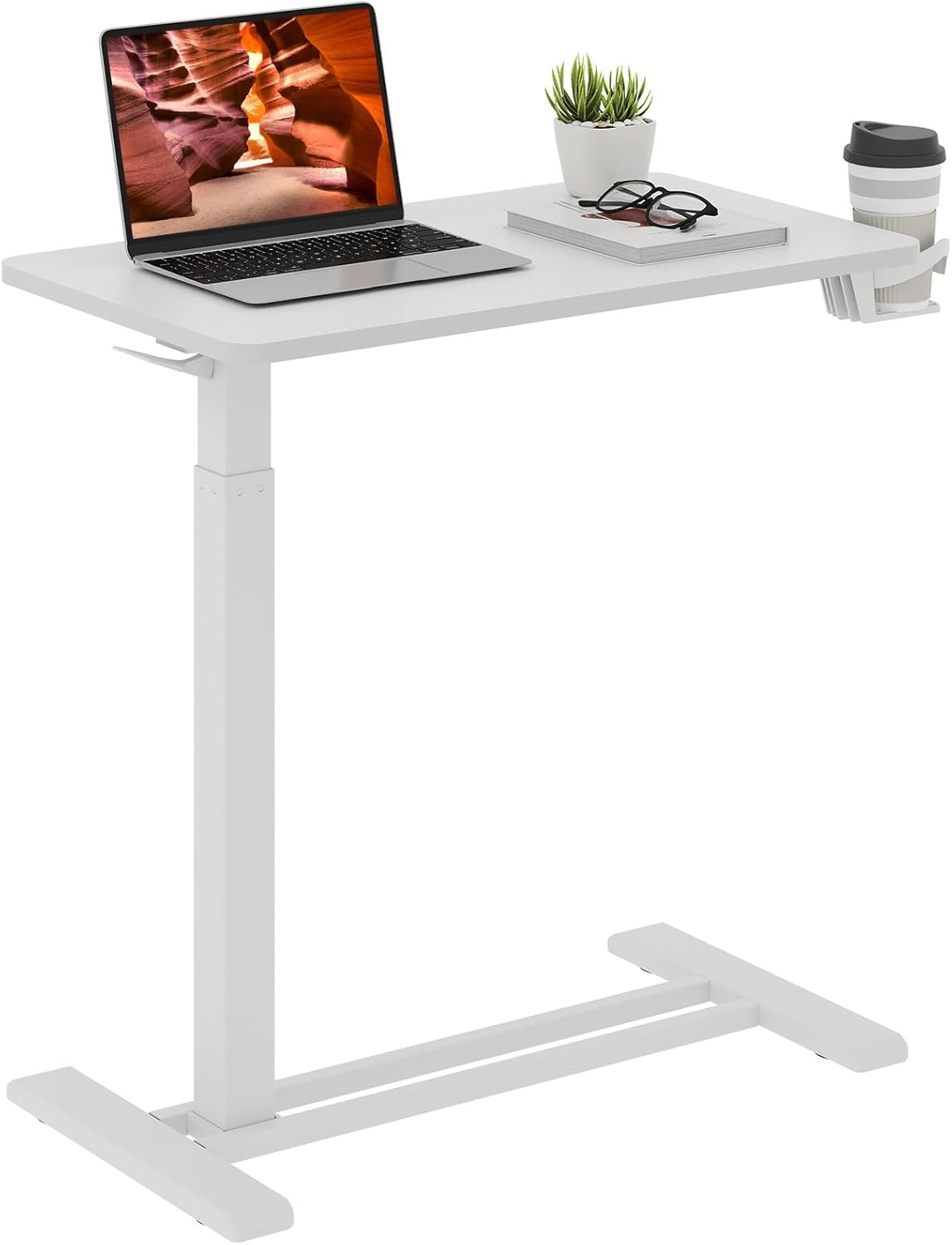 Adjustable Overbed Table with Hidden Casters for Home Use