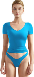 SUUKSESS Women Double Lined Fitted V Neck Crop Top - Soft Stretch