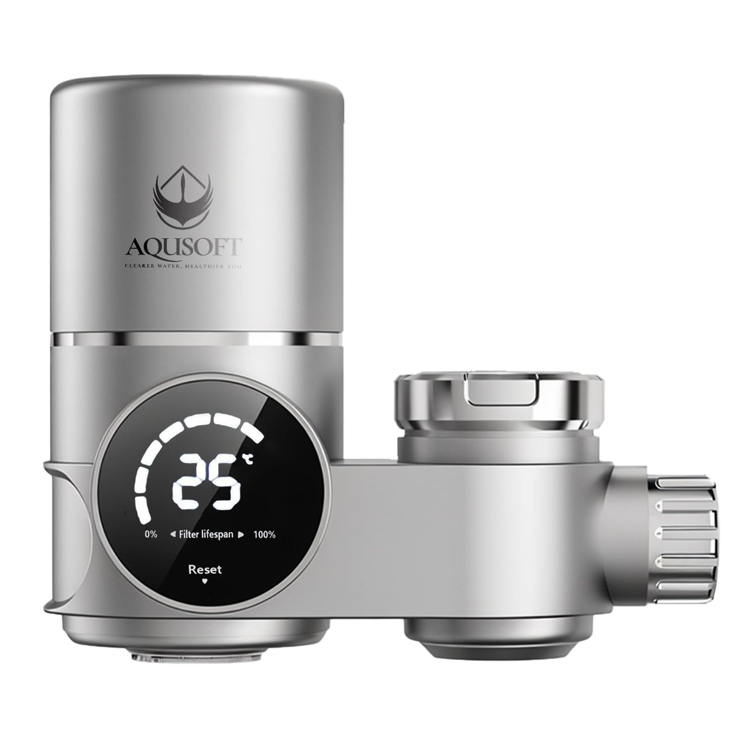 AQUSOFT Faucet Mount Water Filter with LED Display for Purity
