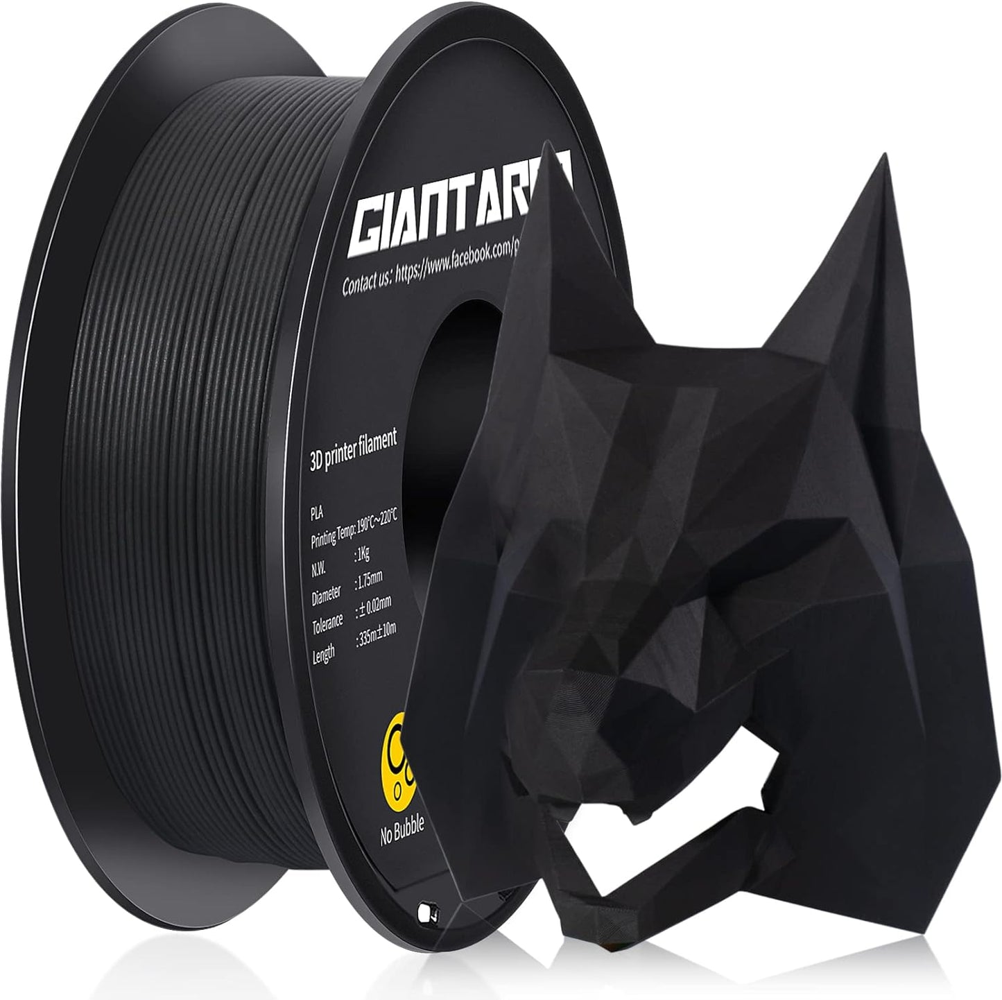 Matte Black 3D Printer Filament - Giantarm PLA 1KG Spool
