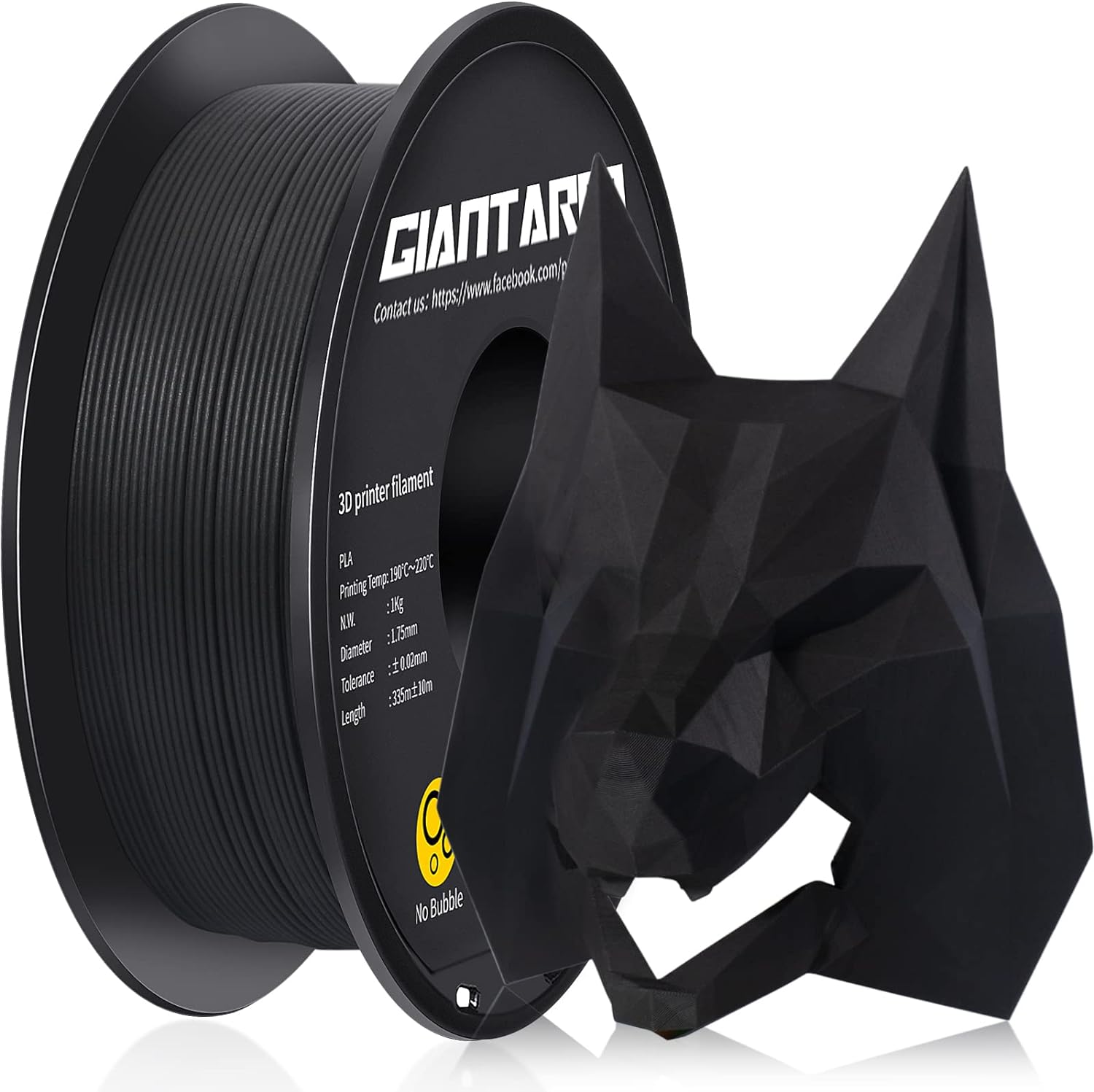 Matte Black 3D Printer Filament - Giantarm PLA 1KG Spool