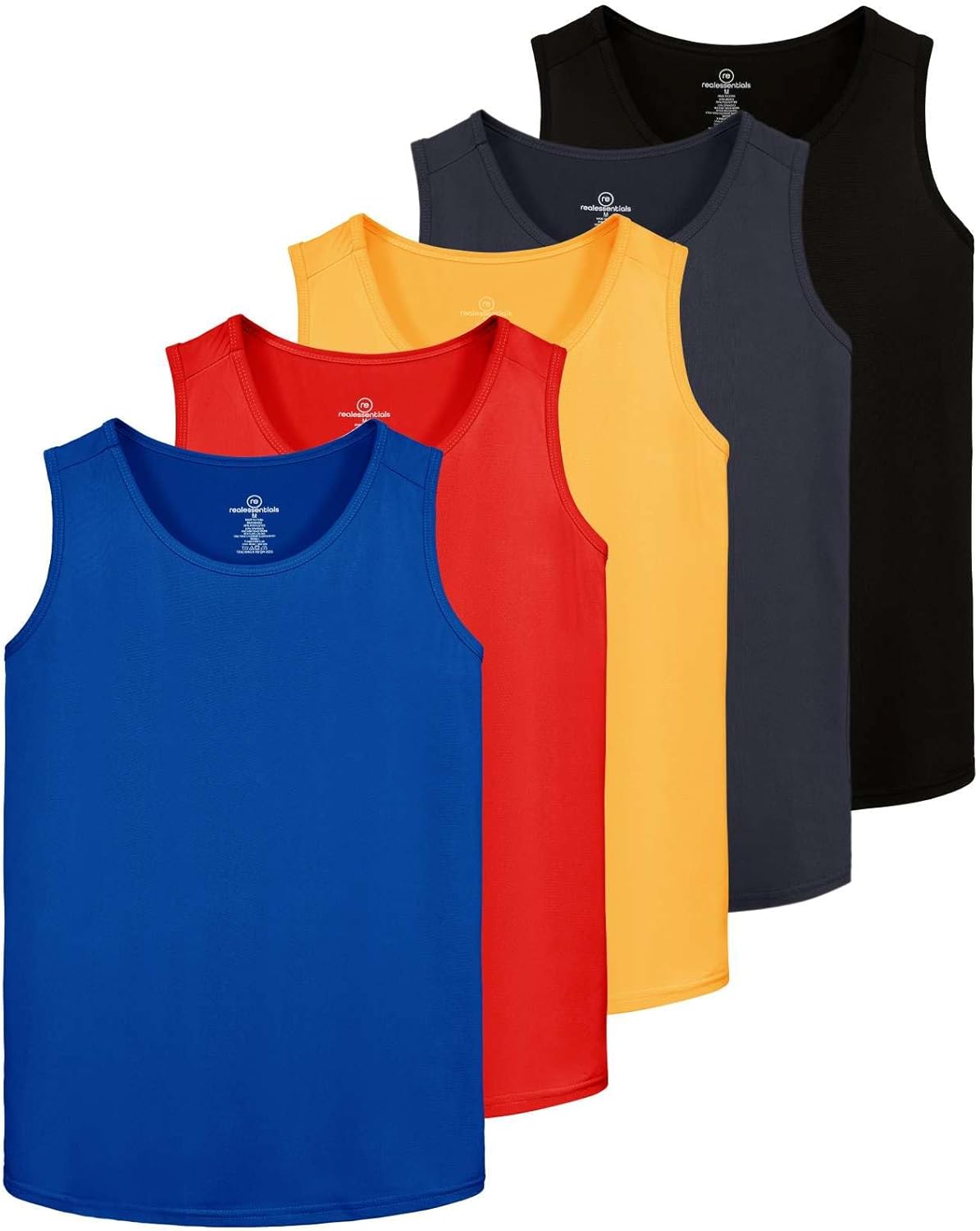 Real Essentials 5 Pack Dry-Fit Muscle Tank Tops for Men