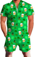 Men Neon Mushroom Romper One Piece Jumpsuit - Casual Beach Wear